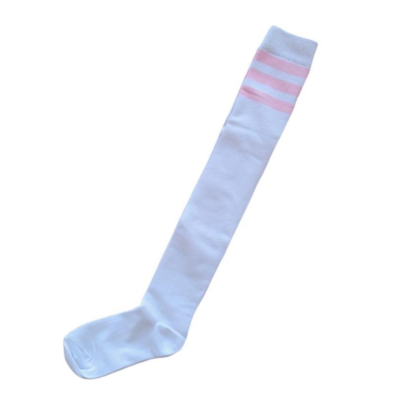 Three Bar Stockings High Tube Socks Combed Cotton Knee Long Chicken Feet Socks Sports Football Socks Adult Student Socks Women