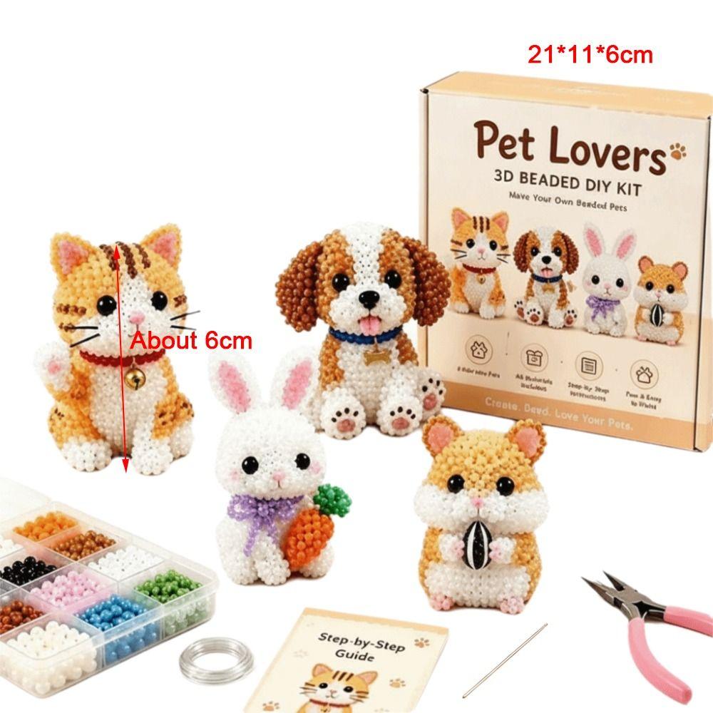 Tiny Beads 3D Beaded Animal Kit Cute Design Creative Craft Handmade Bead Art Kit Animal Shape Bead Weaving Kit Gift Giving