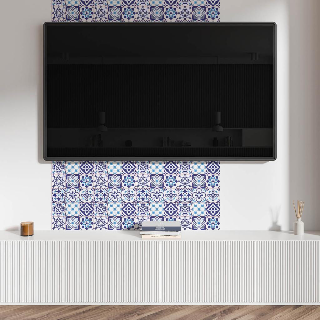 Self-adhesive Graphic Decoration for Office or Study 100x50 cm Mosaic Pattern with Flowers