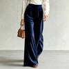 Women's Casual Color Wide Leg Pants High Waist with and Two Pockets