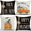 Pumpkin Cart Linen Pillow Case Halloween Sofa Case Household Products Bedside Cushion