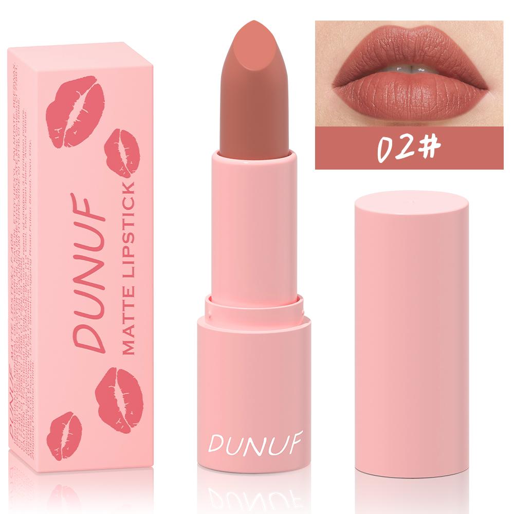 DUNUF 1 Pcs Matte Powder lipstick, Lasting 24 Hours Non-fading Waterproof Non-stick Easy to Color Lip Gloss Makeup Gift