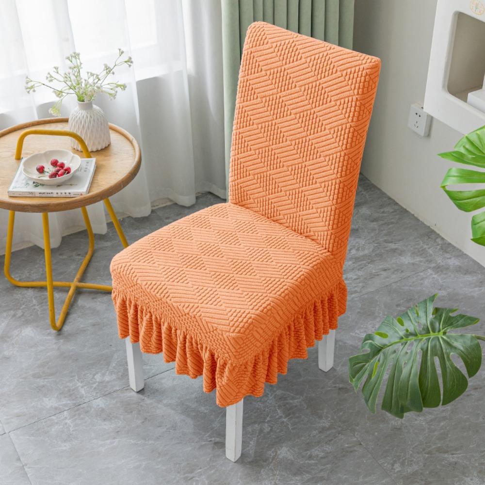 Stretchable Chair Covers Skirt Style Universal Dining Seat Cushion Set with Backrest for Home