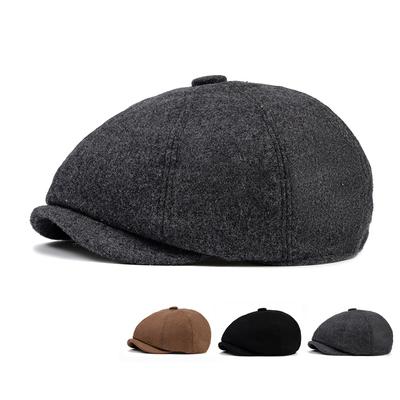 Casquette octogonale en laine pour homme, style gavroche britannique vintage, béret chaud