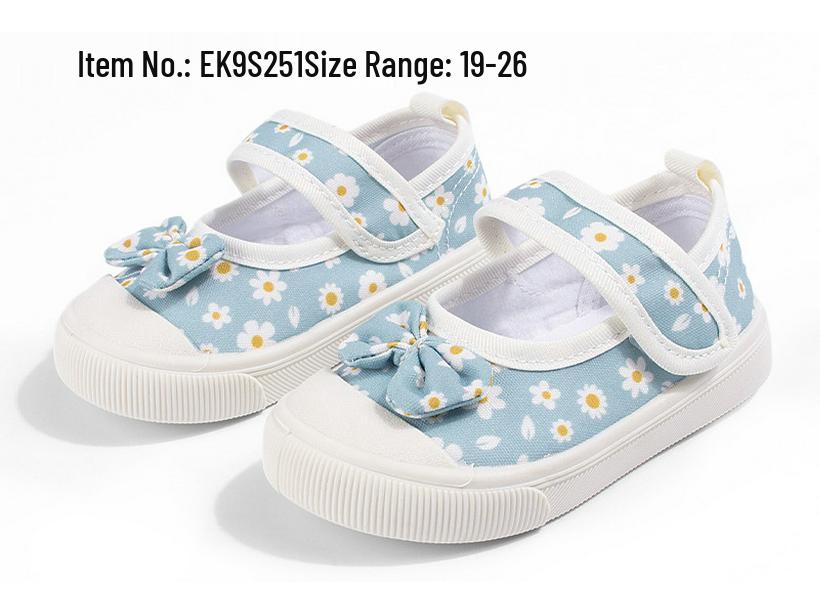 Mädchen Canvas-Schuhe mit Schleife - Süßer Print, Niedriger Schnitt, Lässig für Kleinkinder & Kleine Kinder, Weiche Sohle. Perfekt für Frühjahrs- & Sommer-Neuheiten.