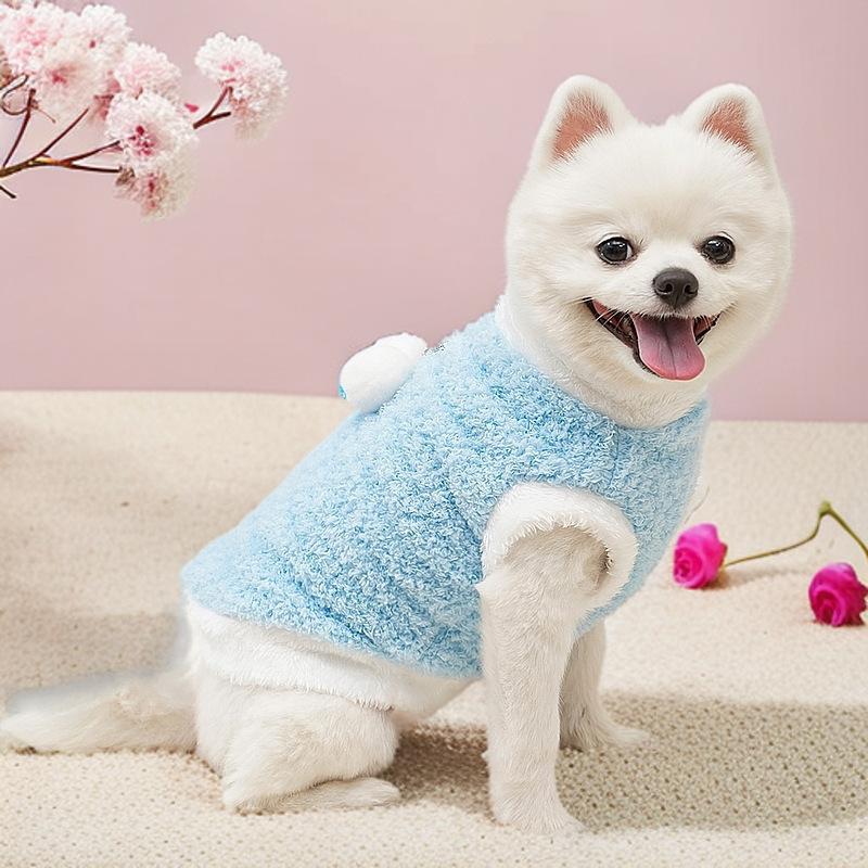 Cute Googly Eye Pet Vest for Small Dogs - Soft Fluffy Puppy Clothing (4 Colors) Warm Pet Apparel