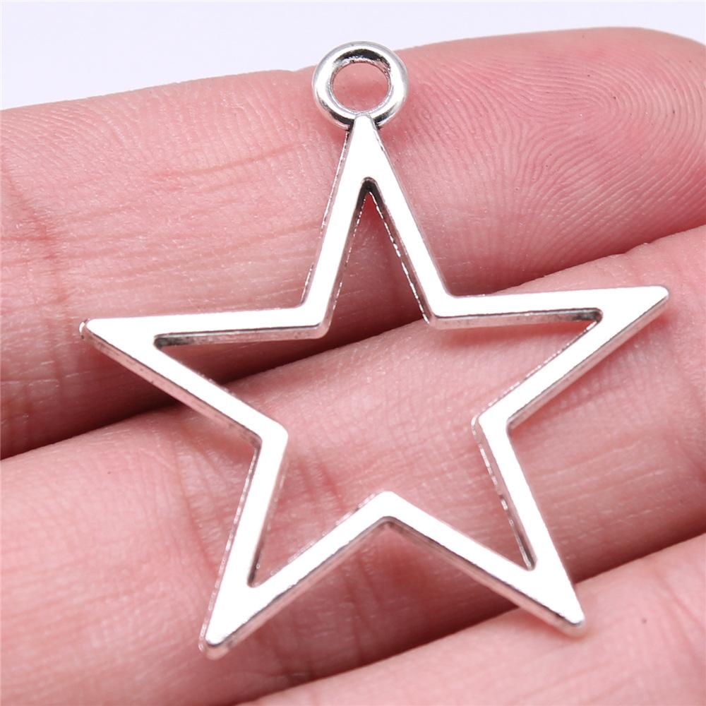 10pcs Charms Witch Star Pentagram Tibetan Bronze Silver Color Pendants Antique Jewelry Making DIY Handmade Craft Pendant