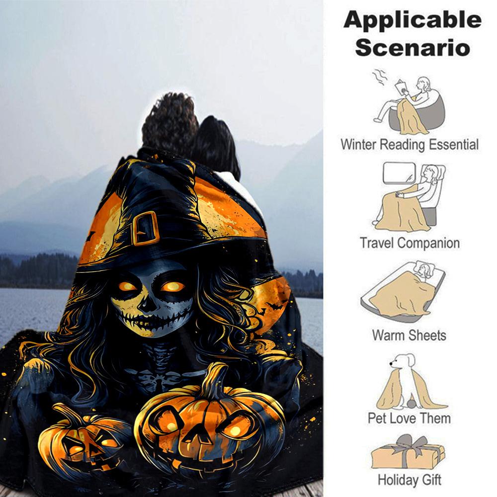 1pc Halloween, witch Throw Blanket Soft Flannel, Cozy All Season Polyester Perfect for Home, Office