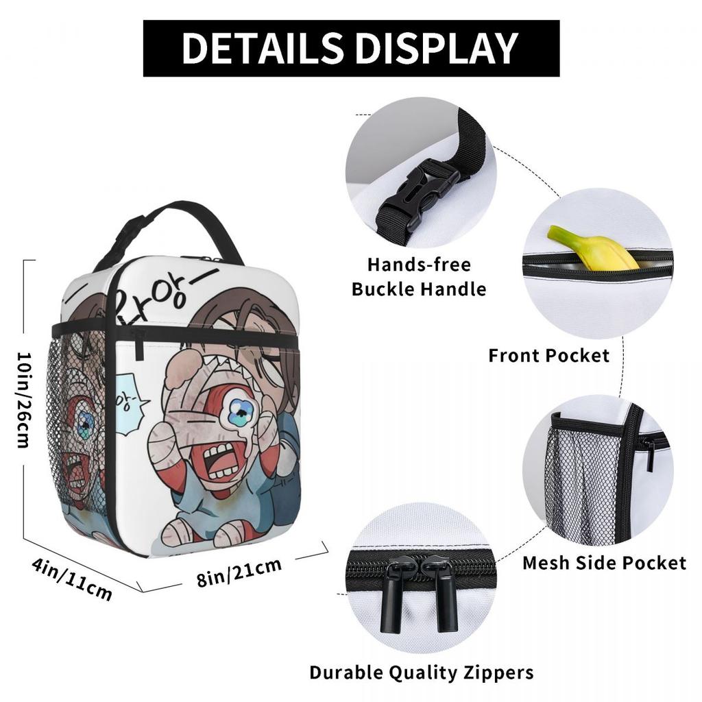 Captain Curly Mouthwashing Game Insulated Lunch Bag for Women Kids Portable Food Boxes Thermal Lunch Box Tote