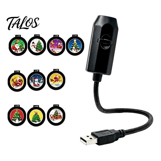 Christmas Decor Lights USB Projector Light for Christmas, Flexible Gooseneck Night Lamp with 6/10/15/20 Adjustable Projection Lamps Films, LED Ambient