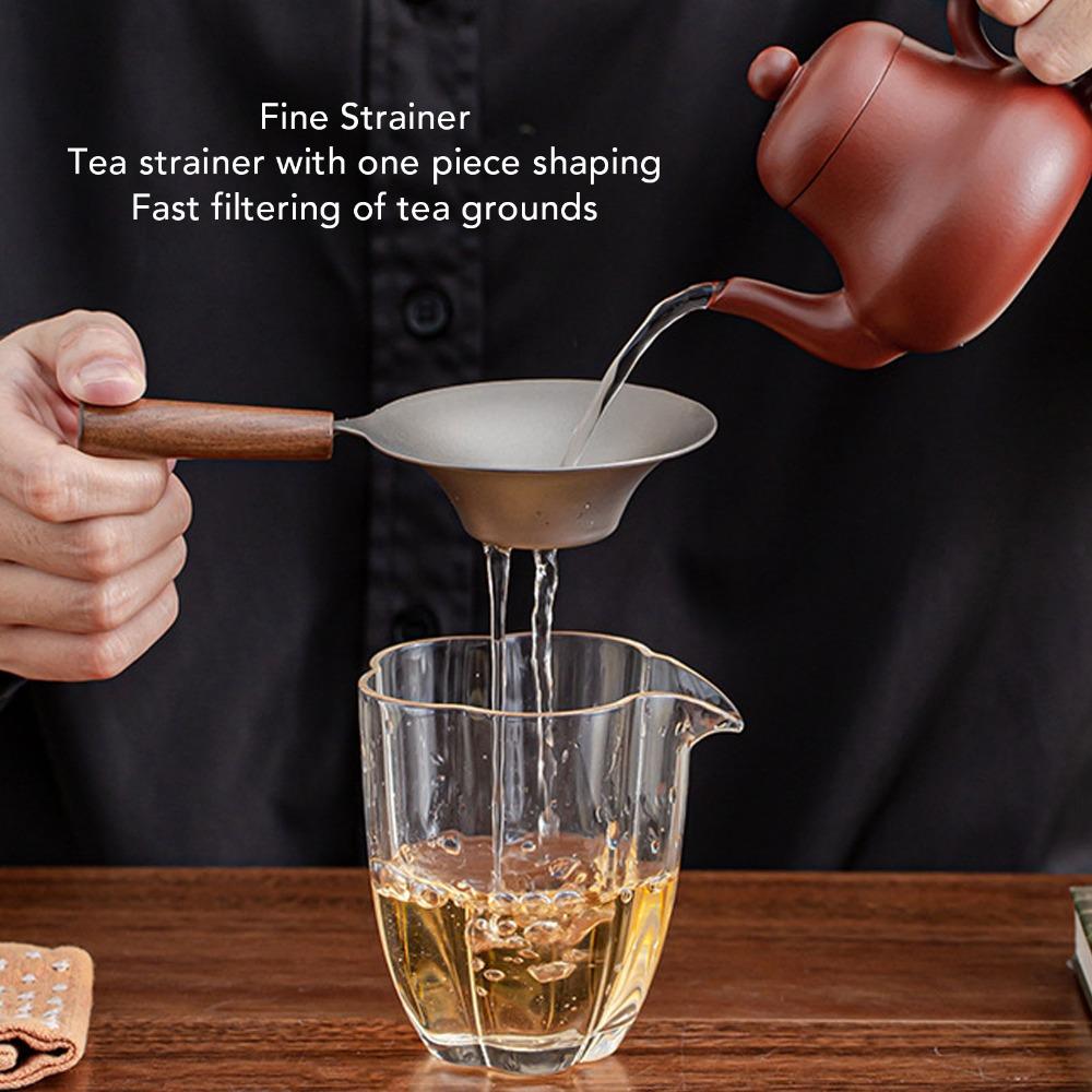 Solid Wood Handle Tea Filter Lightweight Ti Mesh Tea Sieve Tea Fine Mesh Strainer Loose Leaf Tea