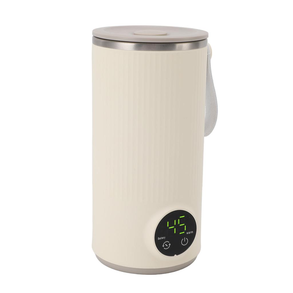 Tragbarer Milchwärmer und Mixer, Elektrischer Milchschaumer, Schnelles Aufheizen, Automatische Abschaltung, Integrierter rotierender Rührer, für Kaffee-Milch, Kabellos, 400 ml, Warm