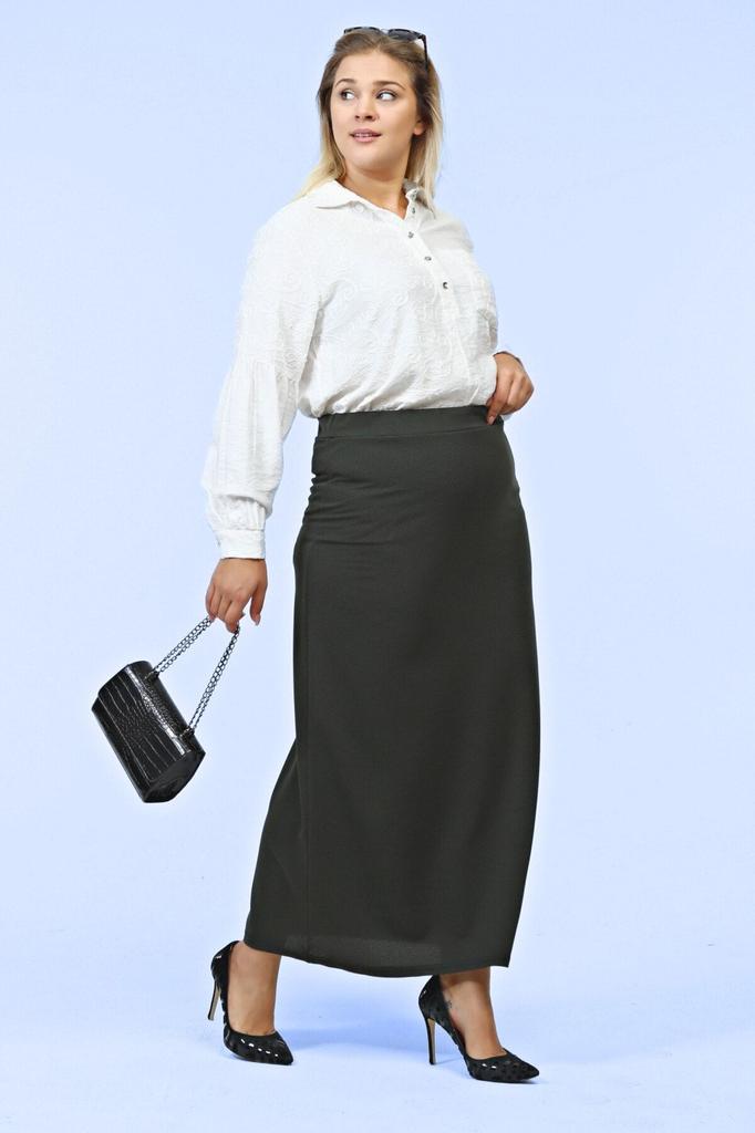 Stil Femei Fusta Marime Mari Talie Elastica Fusta Marime Plus Captusita Tesatura Tricotata Otel Negru