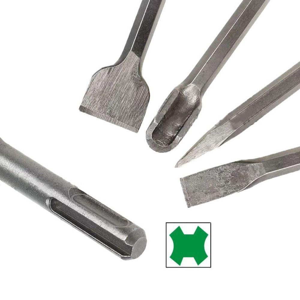 4Pcs Round Shank Electric Hammer Gouge Pointed /Flat Bit Rotary Hammer Gouge Set Brick Wall