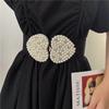 Buckle Pearl Elastic Waistband French Fashionable Stretch Belt Women's Waist Belt  Matching Dress