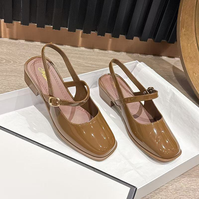 Versatile Mary Jane sandals women's new single shoes high heels shallow mouth spring and summer bag head retro women's sandals