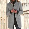 Autumn and Winter Retro Button Up Collar Woolen Coat for Women In Europe and America
