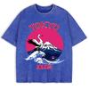 Japan Tokoy Waves Harajuku Washed T-Shirts Mens Cotton Short Sleeve Tops Street O-Neck Oversize T Shirt Clothes