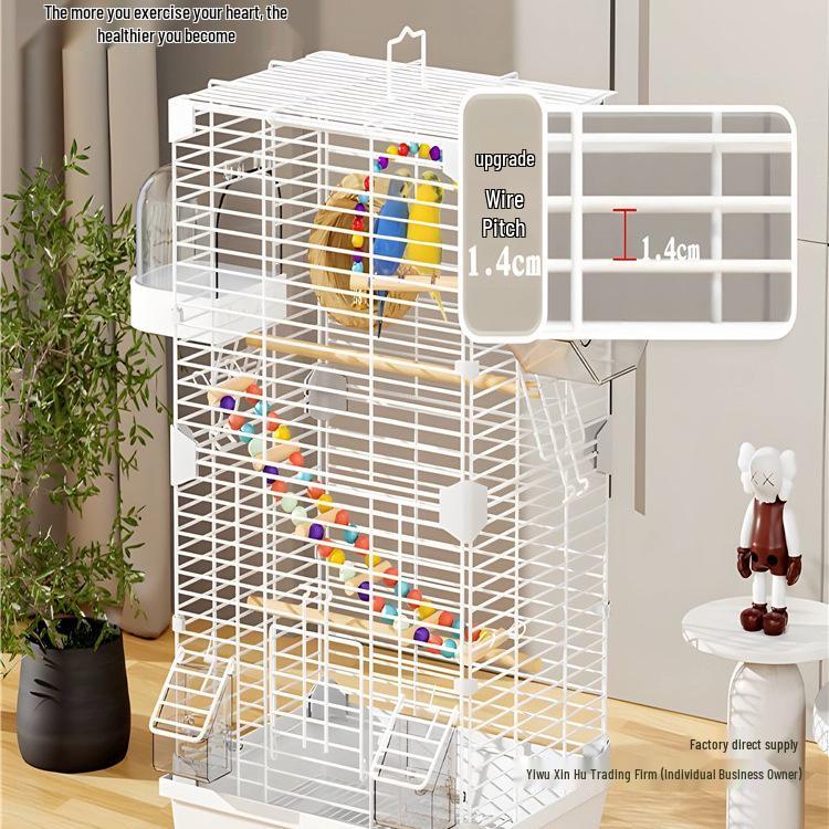 Large Anti-Splash Parrot Cage for Small Birds: Cockatiel, Budgie, Zebra Finch