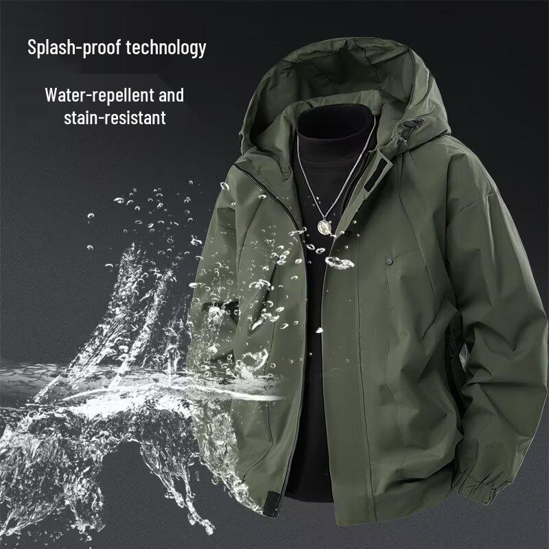 Men's Windproof Waterproof Stain-Resistant Mountaineering Jacket - Outdoor Spring/Autumn Casual Workwear for Climbing