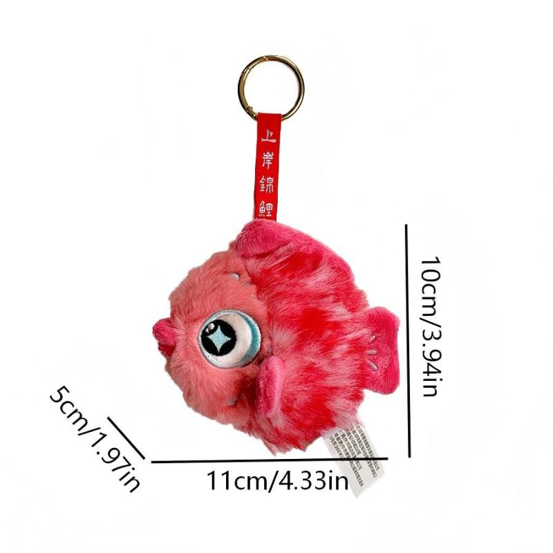 Glücklicher Roter Koi-Fisch Plüsch Schlüsselanhänger Weiche Cartoon Karpfen Puppe Tasche Anhänger Niedliches Auto Rucksack Zubehör Geschenk für Mädchen