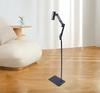 Height Adjustable Floor Stand for Tablet & Phone, 360° Rotating IPad Holder, Modern Black Carbon Steel Stand for Bedroom, Office