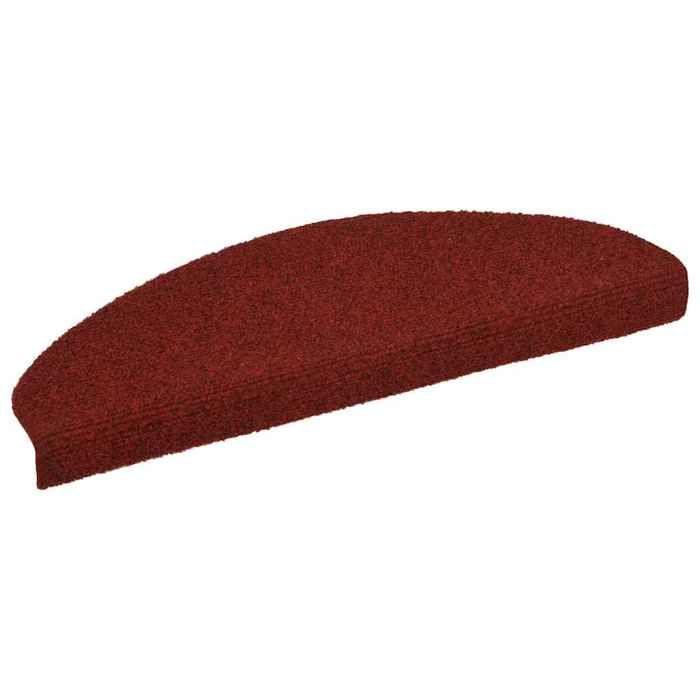 VidaXL 15x Tapis d'Escalier Auto-adhésif Poinçon Aiguilleté Rouge Protection 132700