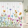 Kinesisk-stil Tryckt Duschdraperi Vattentätt Tyg Badrum Plommonblommor Fåglar Växter Badkarsdraperi Heminredning