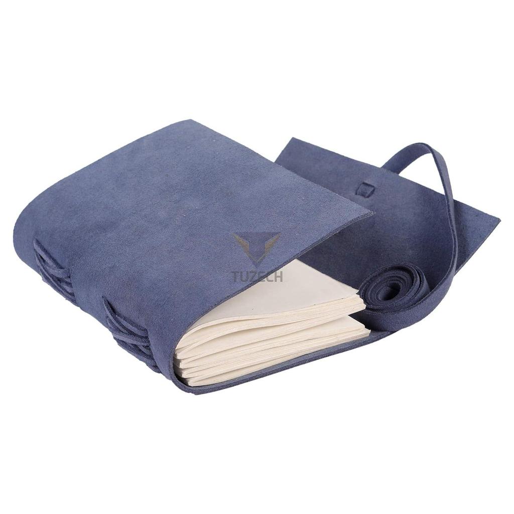 Kožený vázaný denní zápisník pro muže/ženy Nelinkovaný papír pro umění Sketchbook Cestovní deník k zápisu (7x5 palců) (Prémiová mořská modrá)