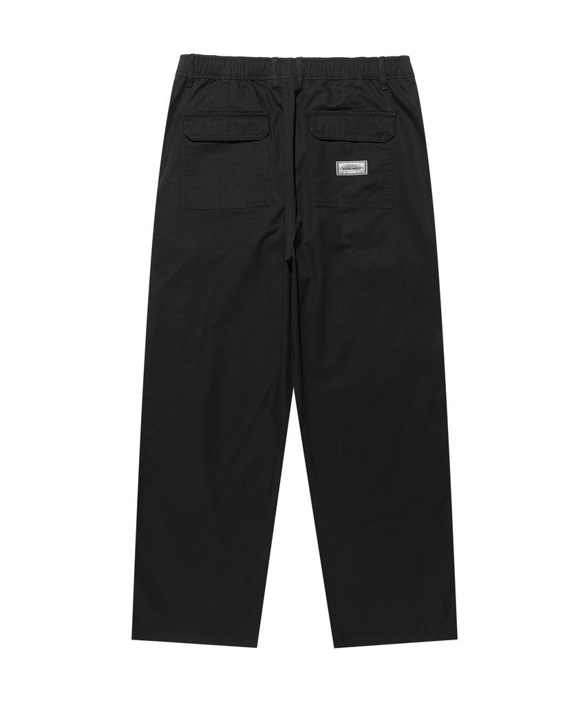 WACKY WILLY Straight Cotton Fatigue Elastic Pants Black