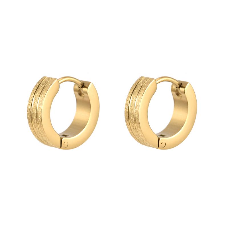 Women's Fashion Titanium Stainless Steel Sandblasted Hoop Earrings