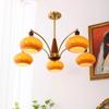 Vintage Persimmon Cream White Glass 8-Light Pendant Lamp
