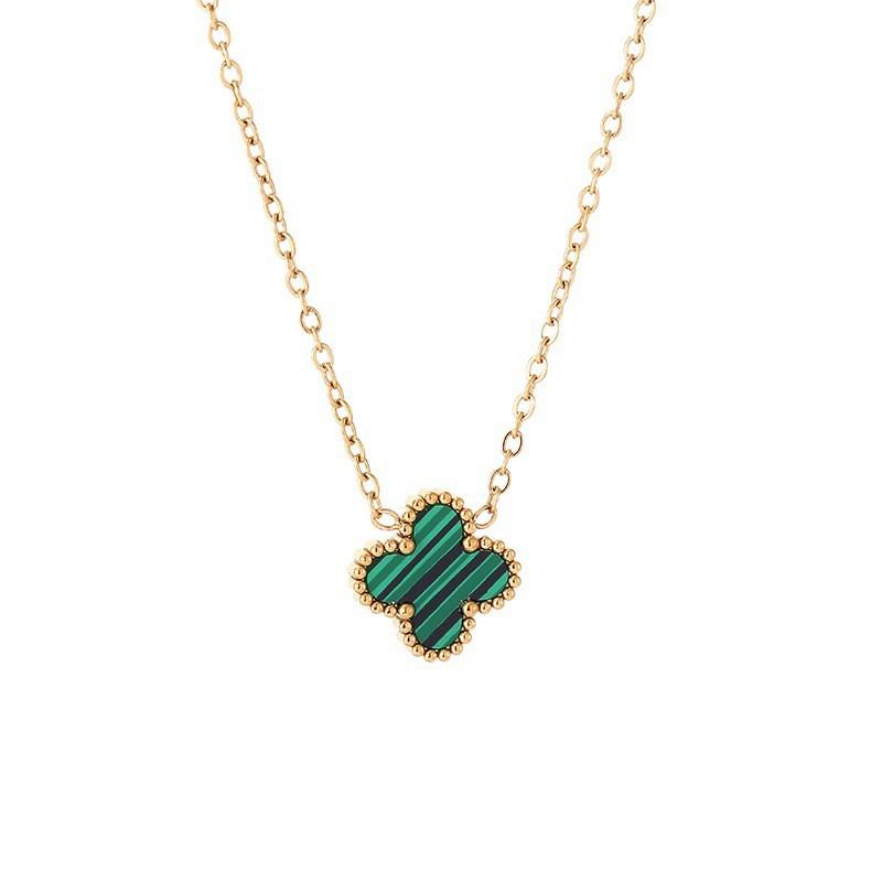 18K Gold Plated Kleeblatt Halsketten-Set Mit Muschel-Anhänger Minimalistischer Damenschmuck Tägliches Tragen