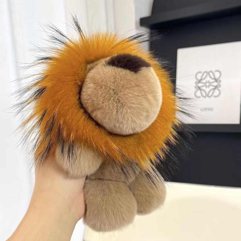 Otter Kaninchenfell Kleiner Löwe Taschenanhänger Waschbärhundfell Simba Löwe Schlüsselanhänger Niedliches Plüschtier Autoschlüsselanhänger