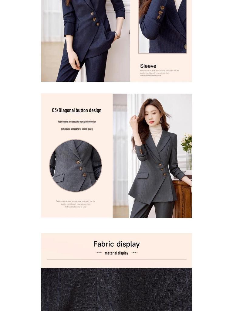 Women's Striped Suit Set 2025: Spring/Autumn Formal Professional Attire