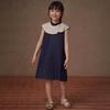 Hacikis Girls' Summer Retro Chinese Style Denim Midi Dress