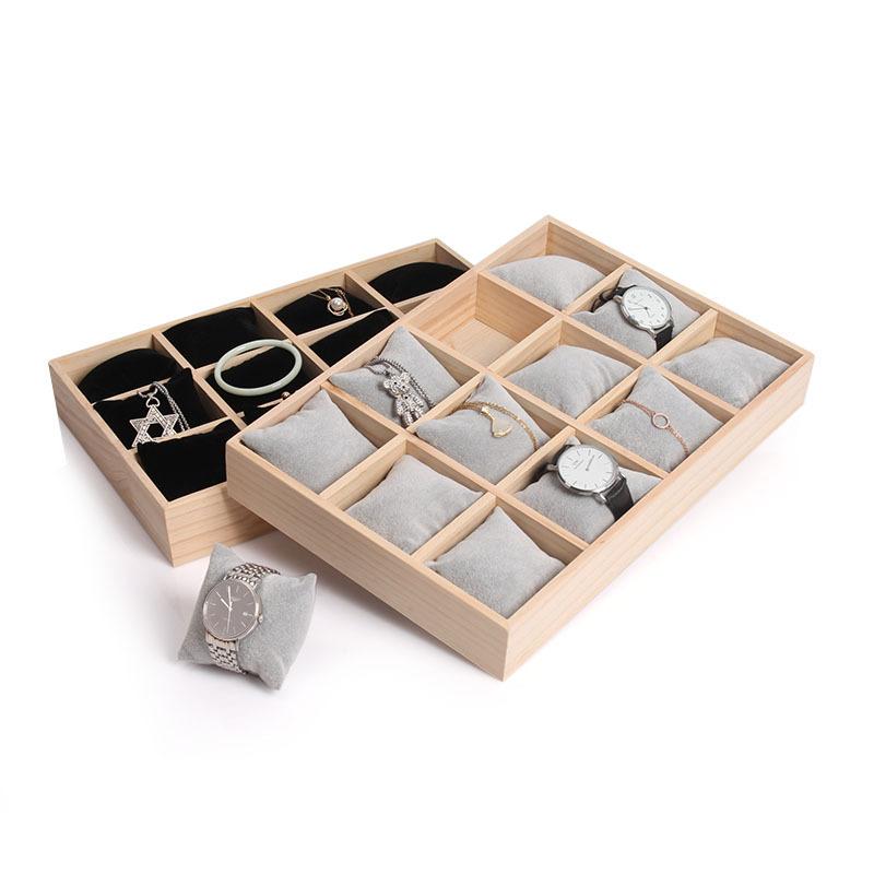 Solid Wood 12 Digit Pillow Plate Watch Bracelet Storage Display Frame - Elegant Organizer for Timepieces And Accessories