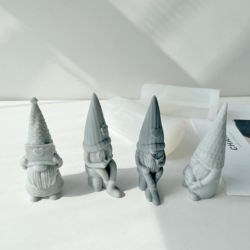 Valentine Silicone Gnome Mold Cute Aromatherapy Candle Mold Epoxy Dwarf Plaster Mold for DIY Soap Present Candle Making