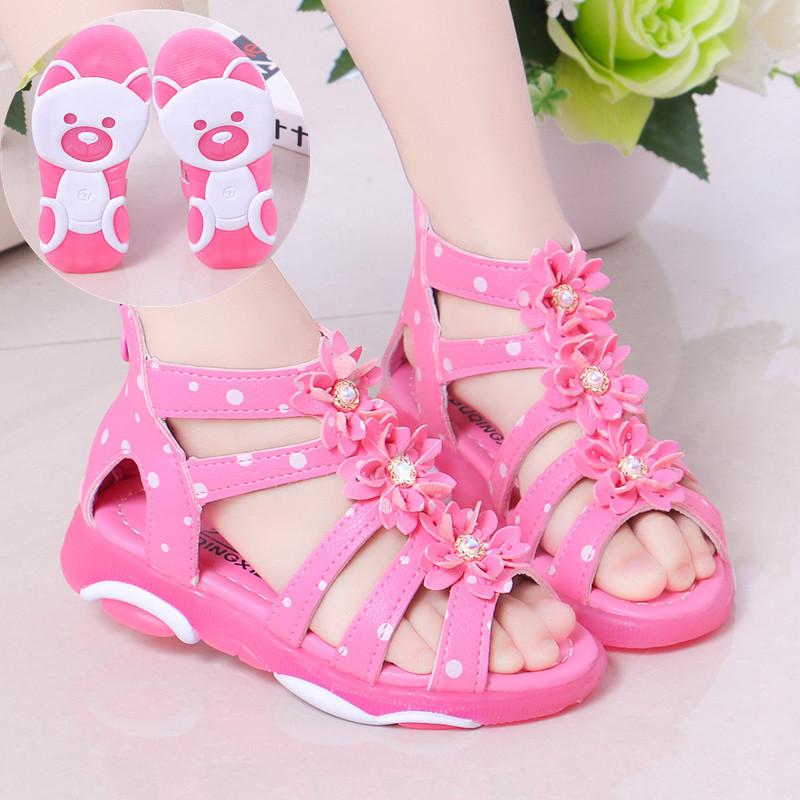 Summer Girls Princess Sandals Soft Sole Bear Sole Baby Beach Shoes 21 розы красного