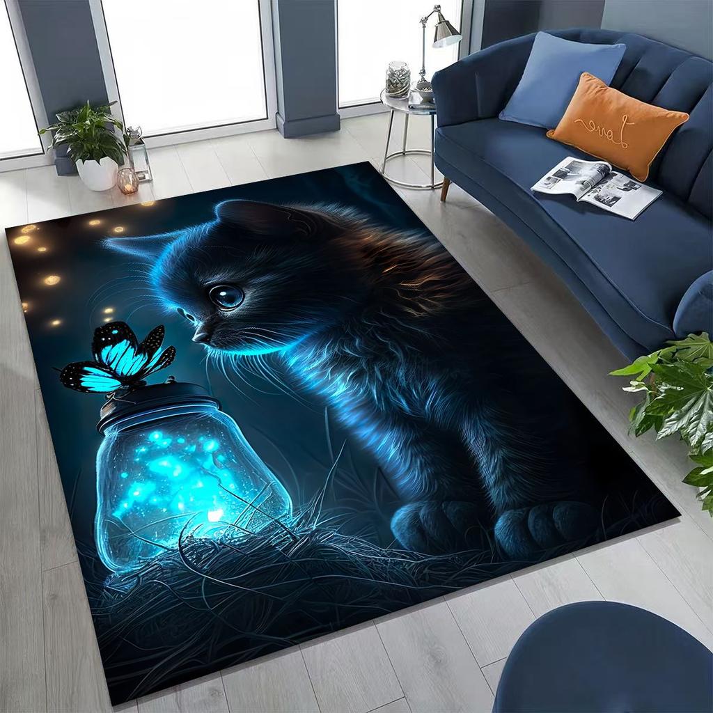 Neuer Niedlicher Katze Kätzchen Miau Cartoon Teppich für Schlafzimmer Wohnzimmer Sofa Zuhause Fußmatte Dekor, Große Kinder Spiel Anti-Rutsch Bodenmatte