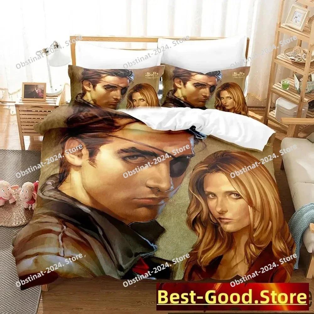3D-Druck Buffy – Der Vampirjäger Bedrucktes Bettwäsche-Set Bettbezug Kissenbezug Bettwäsche-Set Bettlaken Bettbezug Voll Queen-Size