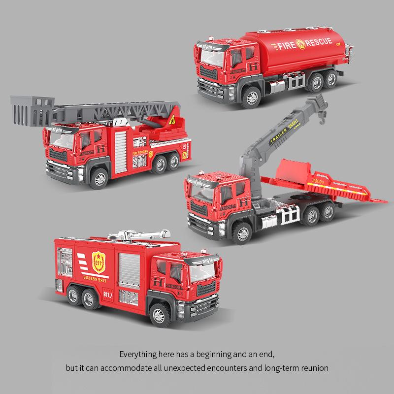 Alloy Children Ladder Fire Truck Toy Boy Large Water Tanker Sprinkler Fireman Model Engineering Car Girl