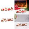 Christmas Wooden Train Ornament Mini Painted Train Snowman Statue Tabletop Decorations for Party Xmas Gifts Merry Christmas