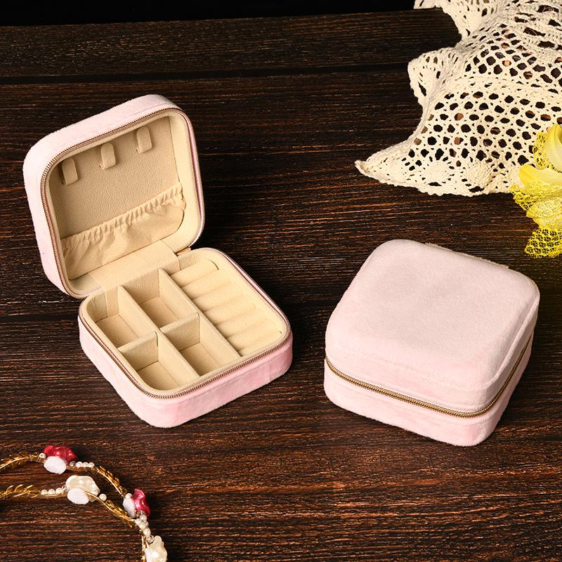 Elegant Velvet Jewelry Box with Mirror for Necklaces, Rings, and Earrings