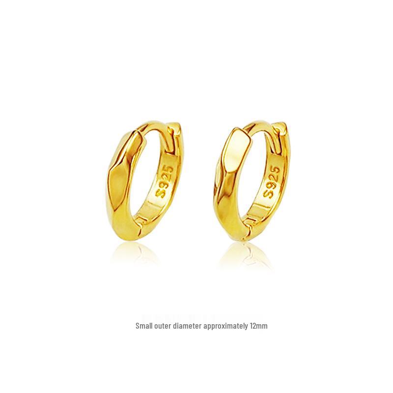 S925 Sterling Silver Mirror-Finish Hoop Earrings - Women's Luxe Style, Light and Niche Circular Ear Clips for Autumn/Winter.