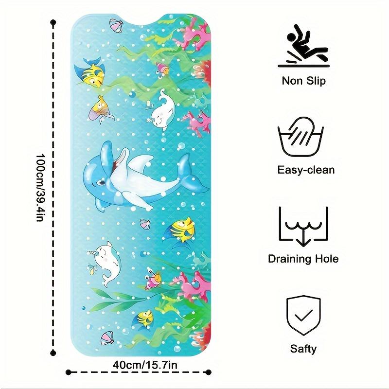 1pc Large Non-Slip Bath Mat, PE Cartoon  Easy-Clean Kids Bathroom Decor