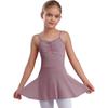 Girls Ballet Dance Dresses Front Ruched Sleeveless Backless Tulle Dress Warm-Up Practice Performance