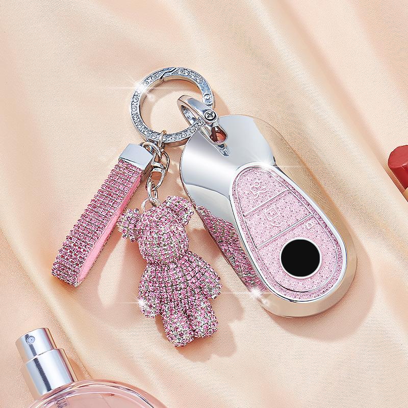 Crystal Pink Tpu for Mercedes Benz 2022 C S Class W206 W223 S350 C260 C300 S400 S450 S500 Auto Car Key Case Cover Fob Keychain