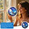 Acrylic Puzzle Sun Catcher Window Hanging Decoration 2D Circular Design Featuring Wolf Howling At Moon with Forest Background
