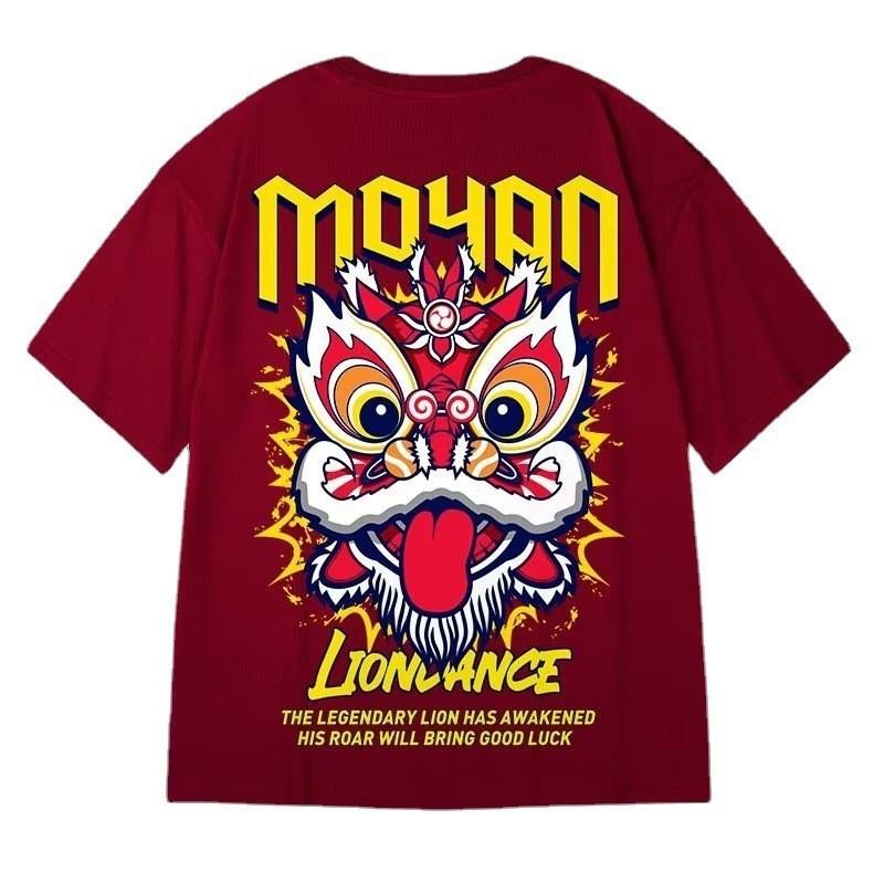 Herren Kurzarm Oversize T-Shirt, Herren weiche reine Baumwolle Sommerbekleidung, Harajuku Y2k Streetwear, Retro-Stil